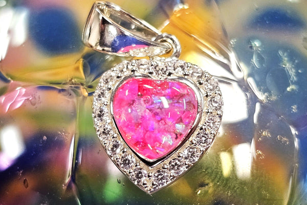 Petite Bedazzled Opal Heart Pendant